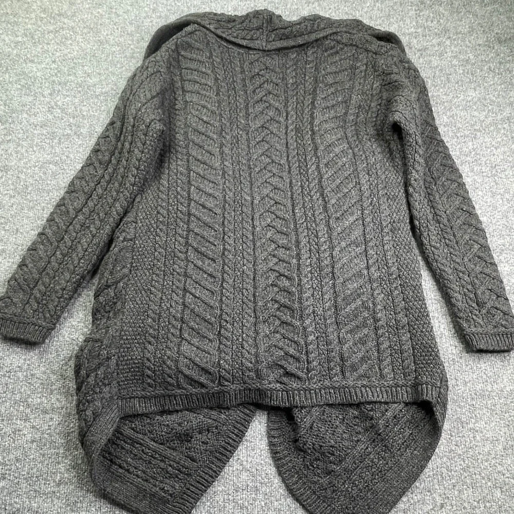 Aran Crafts Cardigan Womens L Gray 100% Merino Wool Cable Knit Made in Ireland